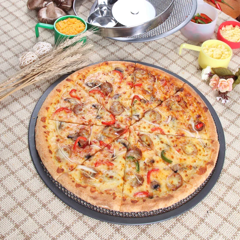 pizza screen mesh 6 7 9 10 11 12 13 14 15 inch Thickened circular aluminium alloy grill Baking tray set pizza pans screen