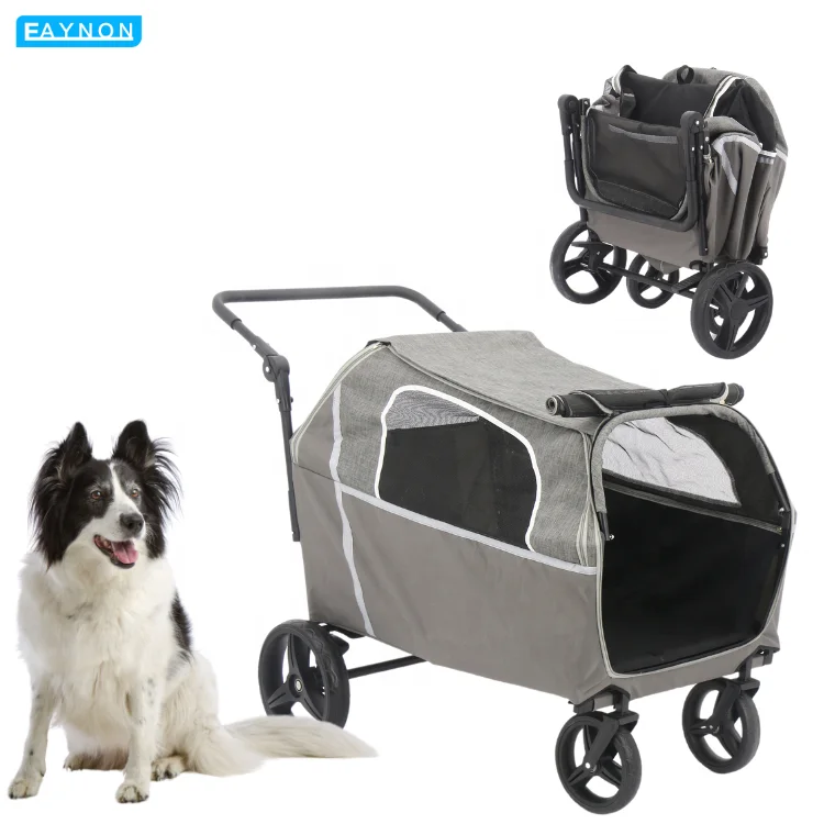 Eaynon Commodious Outdoor Travel Pet Big Dog Cat Stroller Bearing Capacity 155lbs Large Dog Trolley