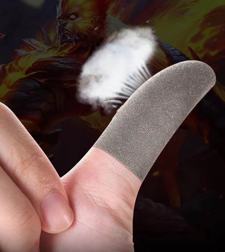 Silver Fiber Mobile Gaming Finger Sleeve Non-Scratch Sensitive Gaming Finger Thumb Sleeve