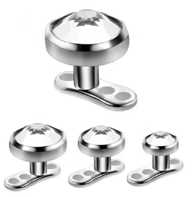 14 Калибр 3/4/5 мм G23 титановый белый циркон кристалл микро дермальный якорь дермальный пирсинг ювелирные изделия