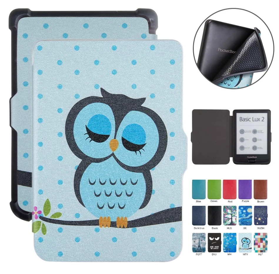 Motive Print Slim Leather Case Soft Shell for Pocketbook 606 628 633 for Pocketbook touch lux 5 color Funda Cover Wholesales