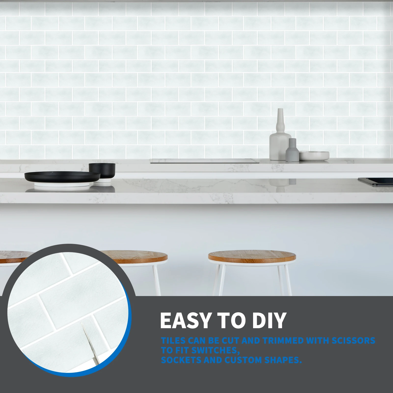 Eco-friendly 3D Subway Tile  Self-Adhesive Tiles Peel and Stick on Bathroom Kitchen