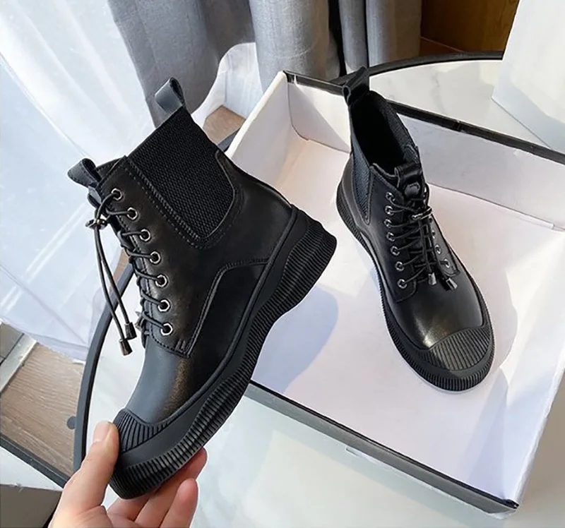 Autumn Winter 2022 Breathable Women Ankle Boots Shoes Martin Black Short Boots For Ladies Girls