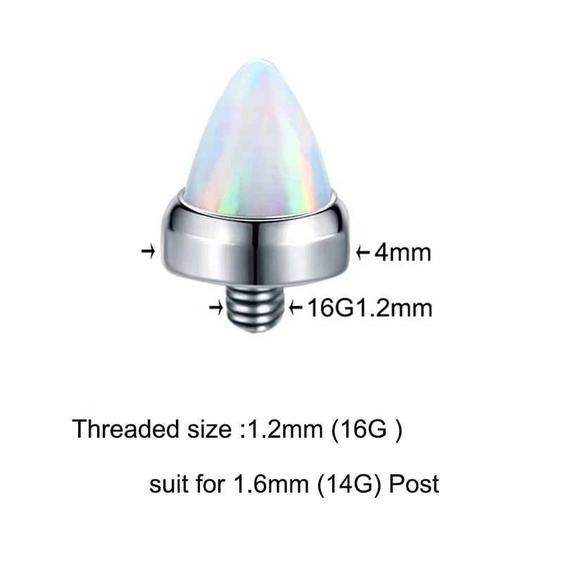 Titanium Internally Threaded Ends Piercing Claw Set Opal Bullet Posts Dermal Top Nipple Helix Industrial Barbell Body Piercing