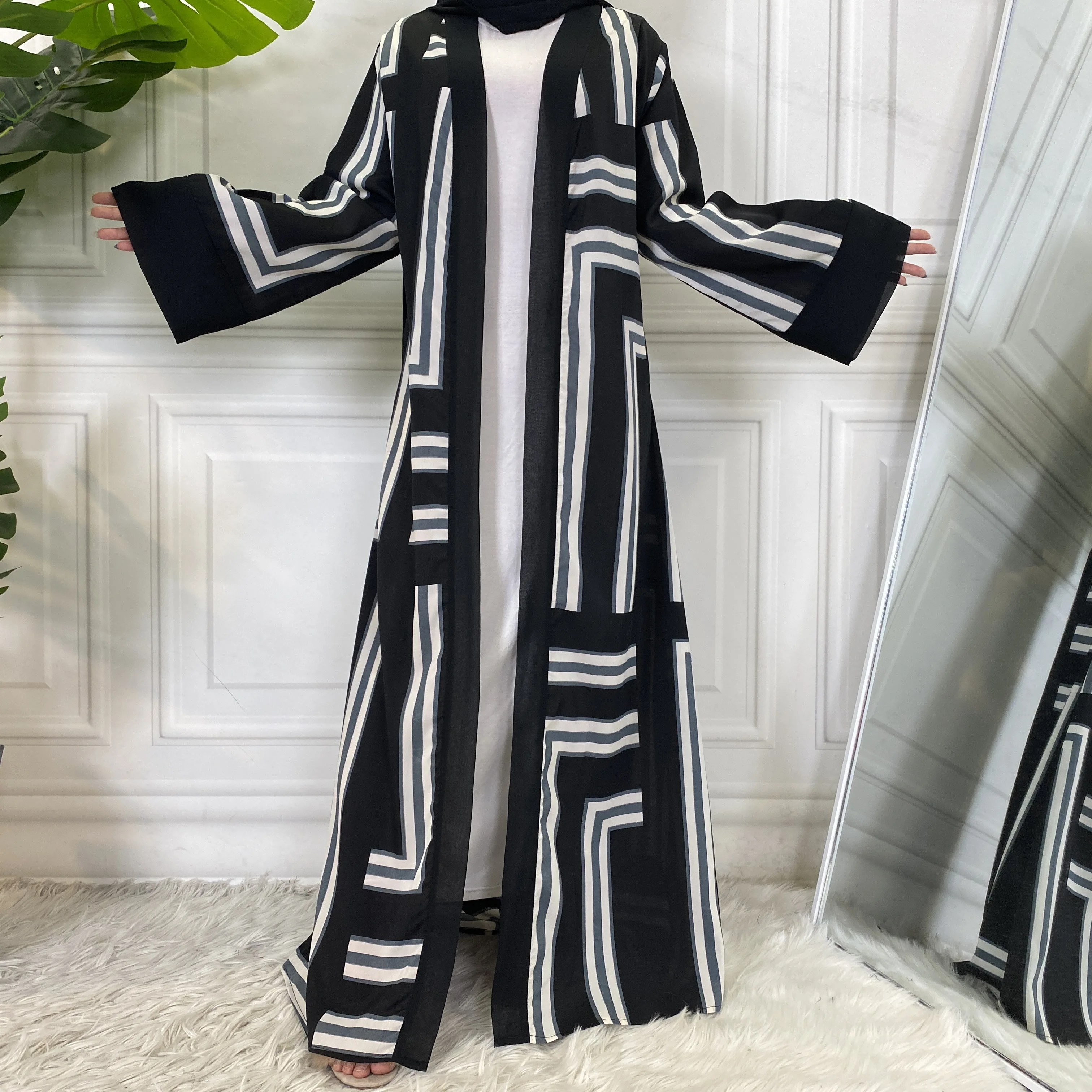 1666# new design model turkish online print burka hijab muslim dress chiffon dubai abaya