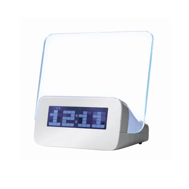 LED Green Blue Fluorescent Calendar Night Light Message Board Digital Alarm Clock