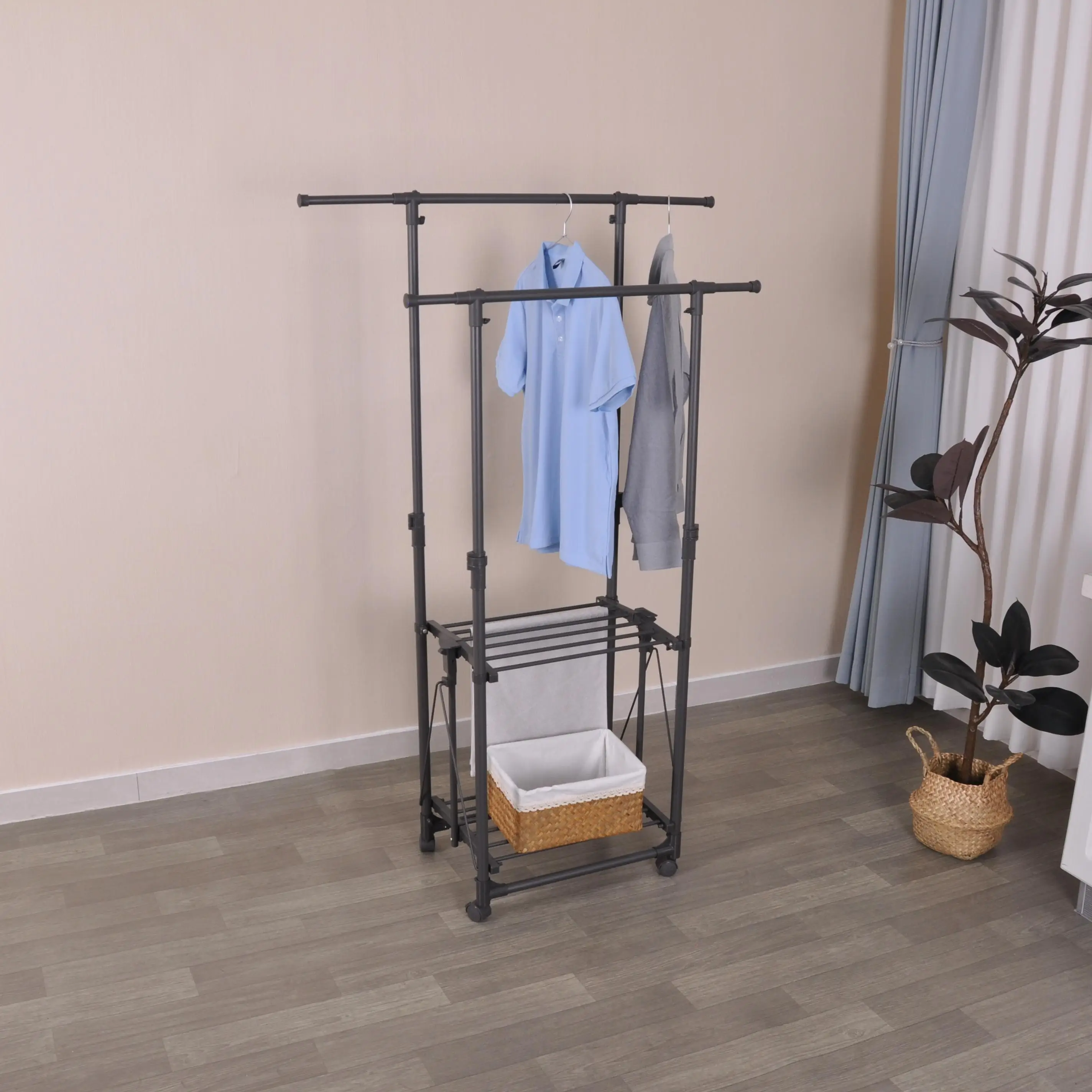 Factory Direct Sale Modern Clothes Suspension Rust-Proof Hooks Indoor Clothes Hanging System