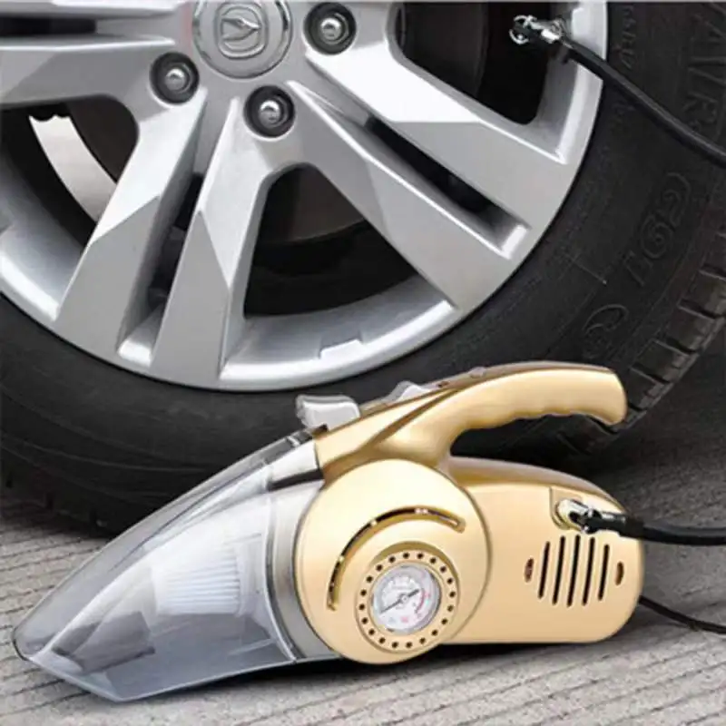 4 in 1 Tire Air Pump Car Powerful Handheld Vacuum Cleaner 12V Pressure Measurement with LED Illumination