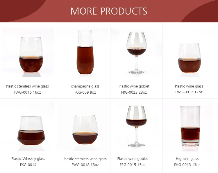 
Wholesale Safe Healthy Shatterproof Stemless BPA Free Plastic Wine Glass 