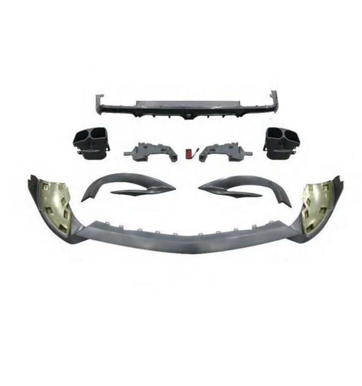 Car Bumpers Trim Kit for S-class W222 2014-2017 B700 Style Front Spoiler Fog Lamp Cover Rear Diffuser Exhaust Tips