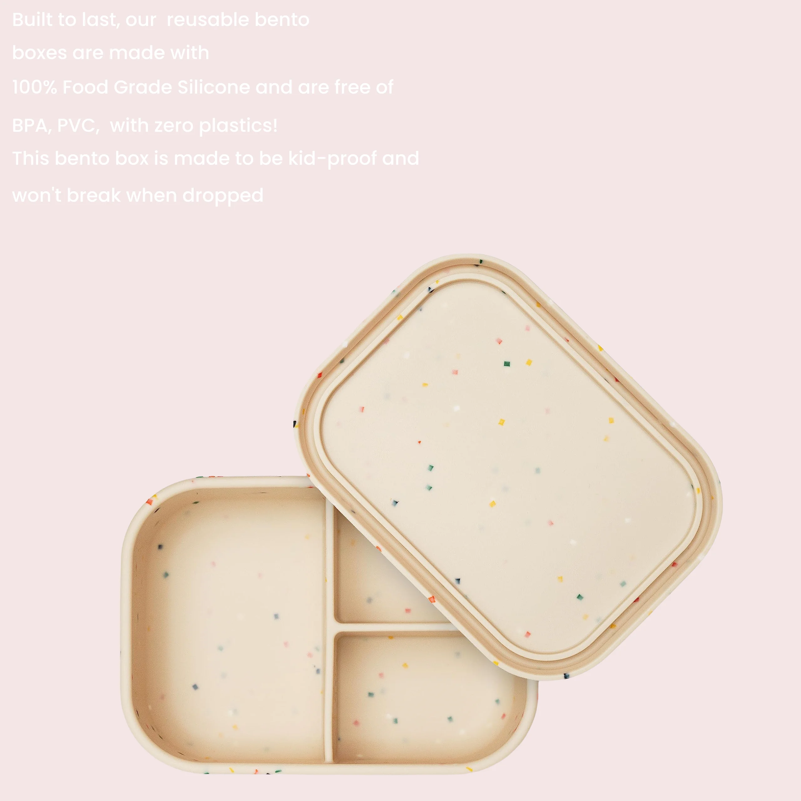 Custom BPA-Free Insulated Silicone Lunch Box Set 3 Compartment Thermo Bento Box Kids Microwavable Heatable Food Container School