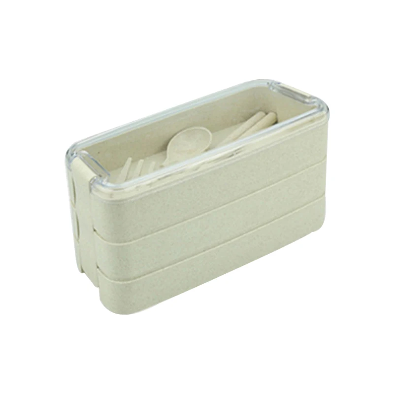 3 Layer Leakproof Wheat Straw Large Capacity bento biodegrade wheat