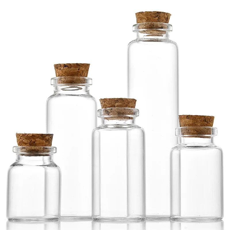 Customized control 30mm bayonet clear test tube bottle Small capacity storage wishing drift bottle with Cork stopper cap