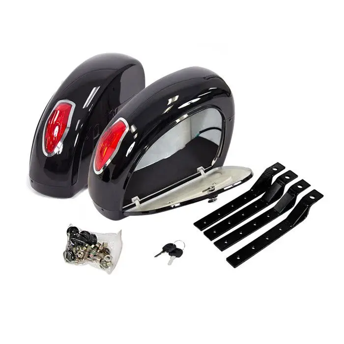 LN Black Universal Motorcycle Hard Saddlebag Saddle bags Trunk Bag Luggage