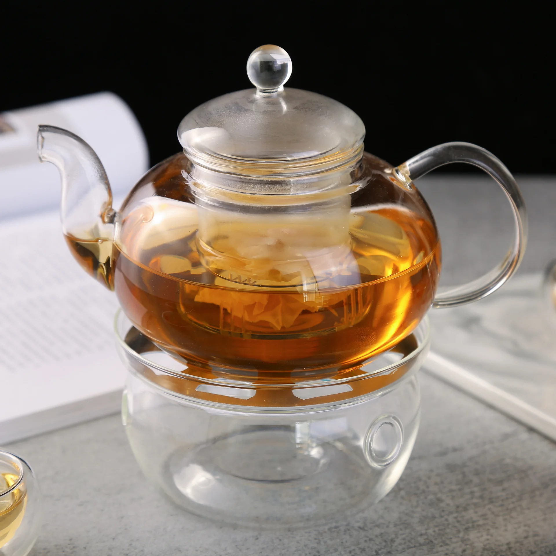 600ml 800ml Heat Resistant Transparent Clear Pyrex High Borosilicate Glass Teapot Tea Pot with Infuser and Warmer