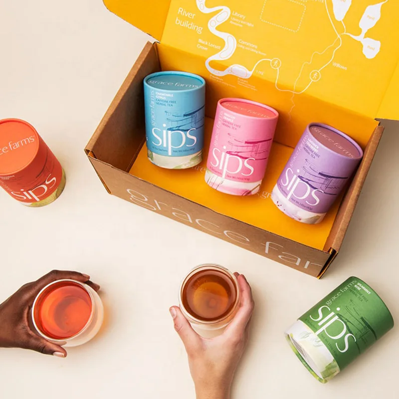 Custom Printed 100%recycled Cylindrical Food Paper Can Round coffee Paper Tube Packaging For Tea 100 Grams Powder Tubes