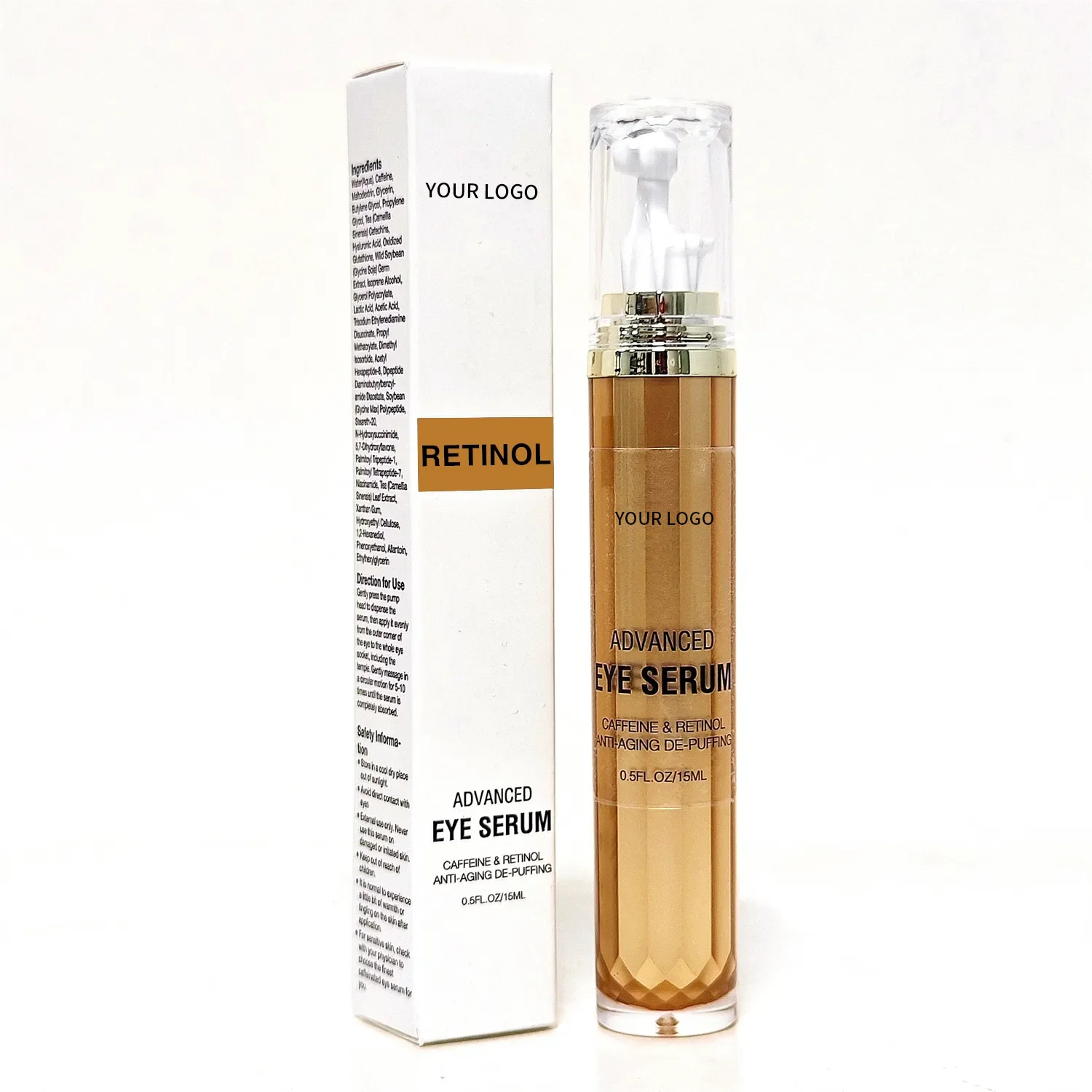 skincare 360 Roller with Massage Ball Caffeine and Yeast Under Eye Roller for Dark Circles Puffiness Bags Retinol Eye Serum