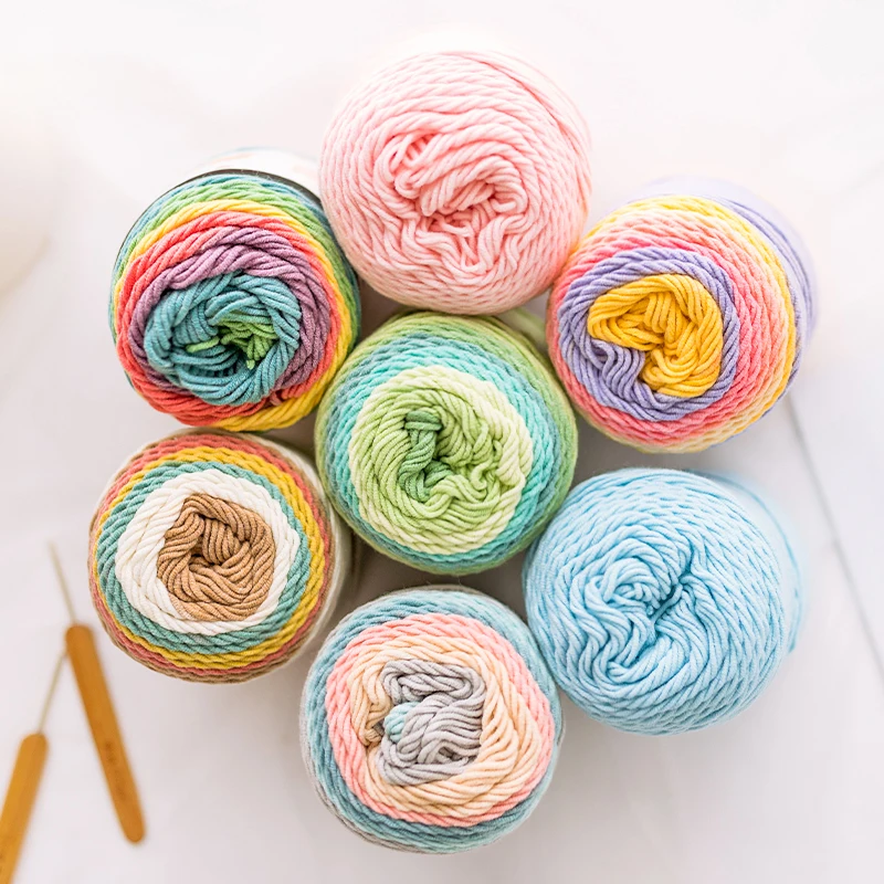 YarnCrafts hot sale rainbow cotton and acrylic blend color crochet cake yarn ball