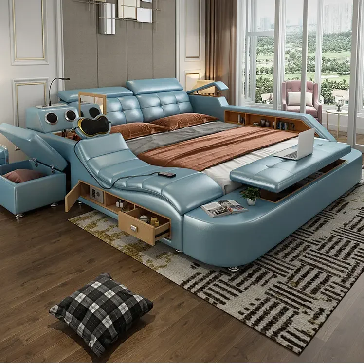 KEHUI King Modern Led Massage Storage Tech Set Luxury King Size Projector Smart Bed for Double Multifunction Smart Bed
