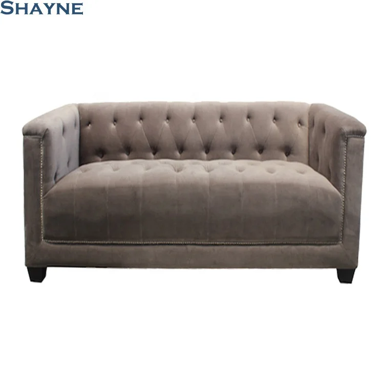 High Point Exhibitor OEM for well-known brands SHAYNE FURNITURE Living Room Fabric Tufted Three Seat Chesterfield Sofa