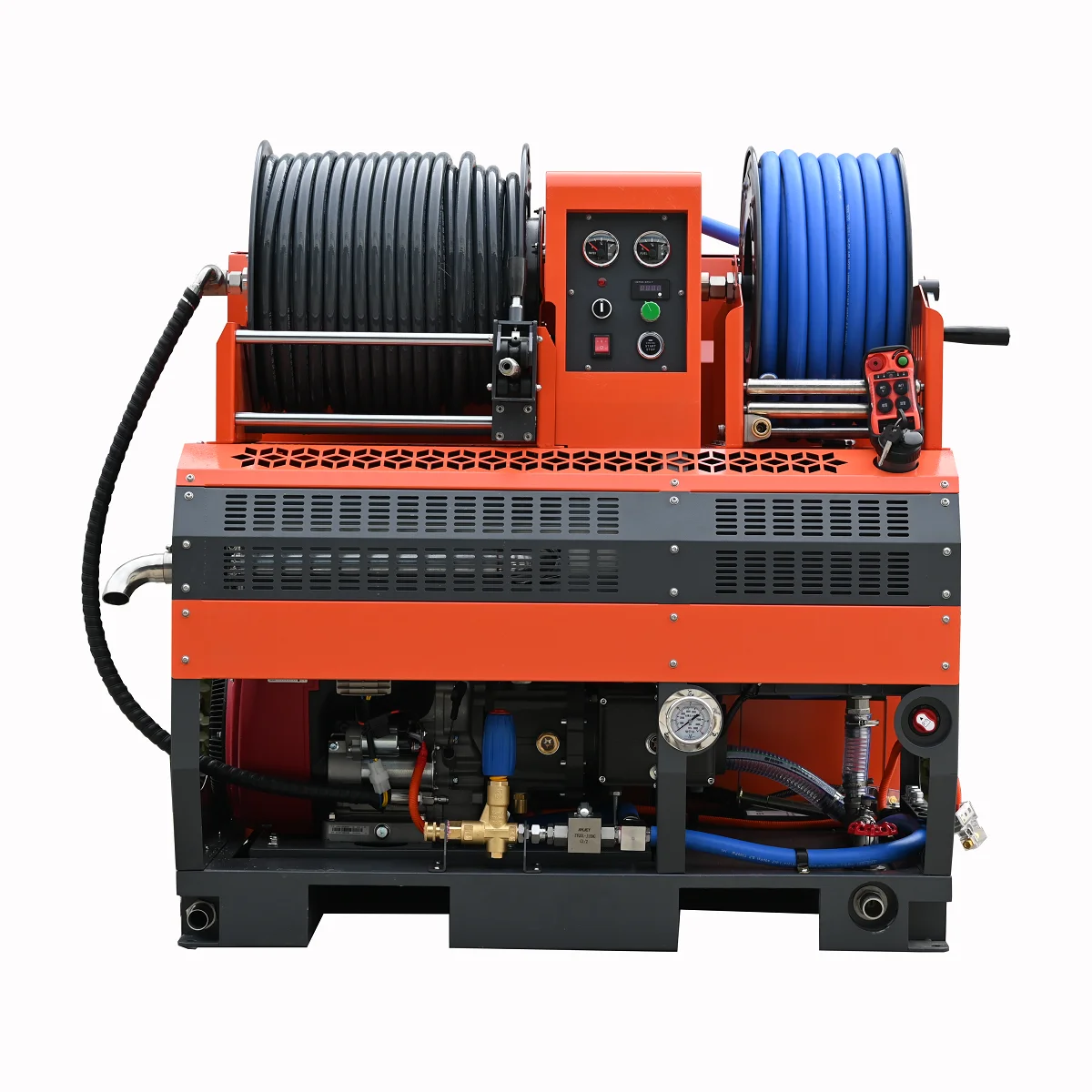 AMJET WS2630 Air adopts German stainless steel pump 3800PSI 37HP with remote control sewer drain cleaning machine