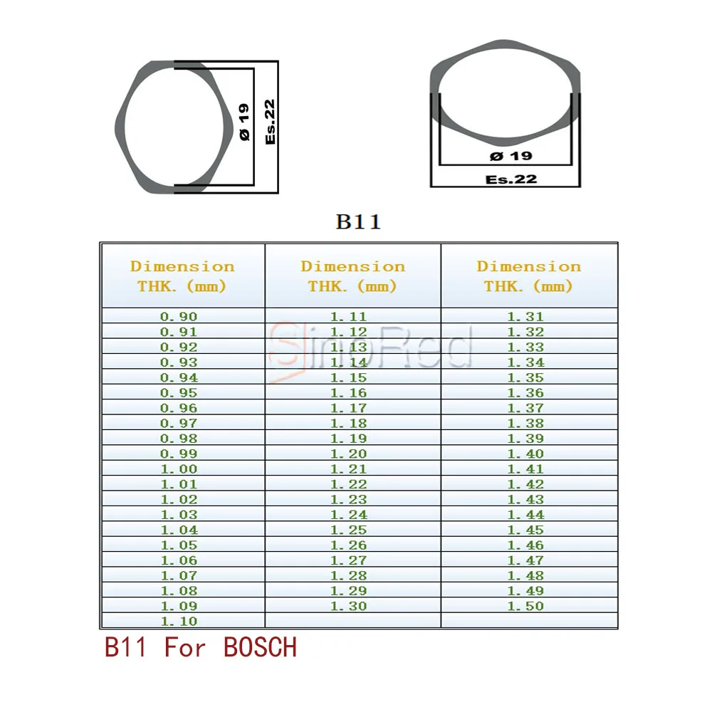 Best Adjusting Shim B11 For BOSCH THK0.90-1.50mm 610 PCS  for Diesel Injector Overhaul and Gasket Kit replace
