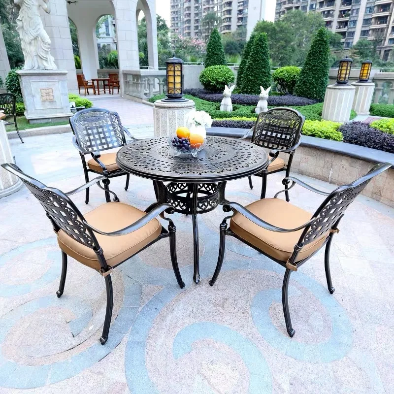 Outdoor Table and Chair Cast Aluminum Courtyard Balcony Furniture Combination Three-piece Set European Style  Garden Casu