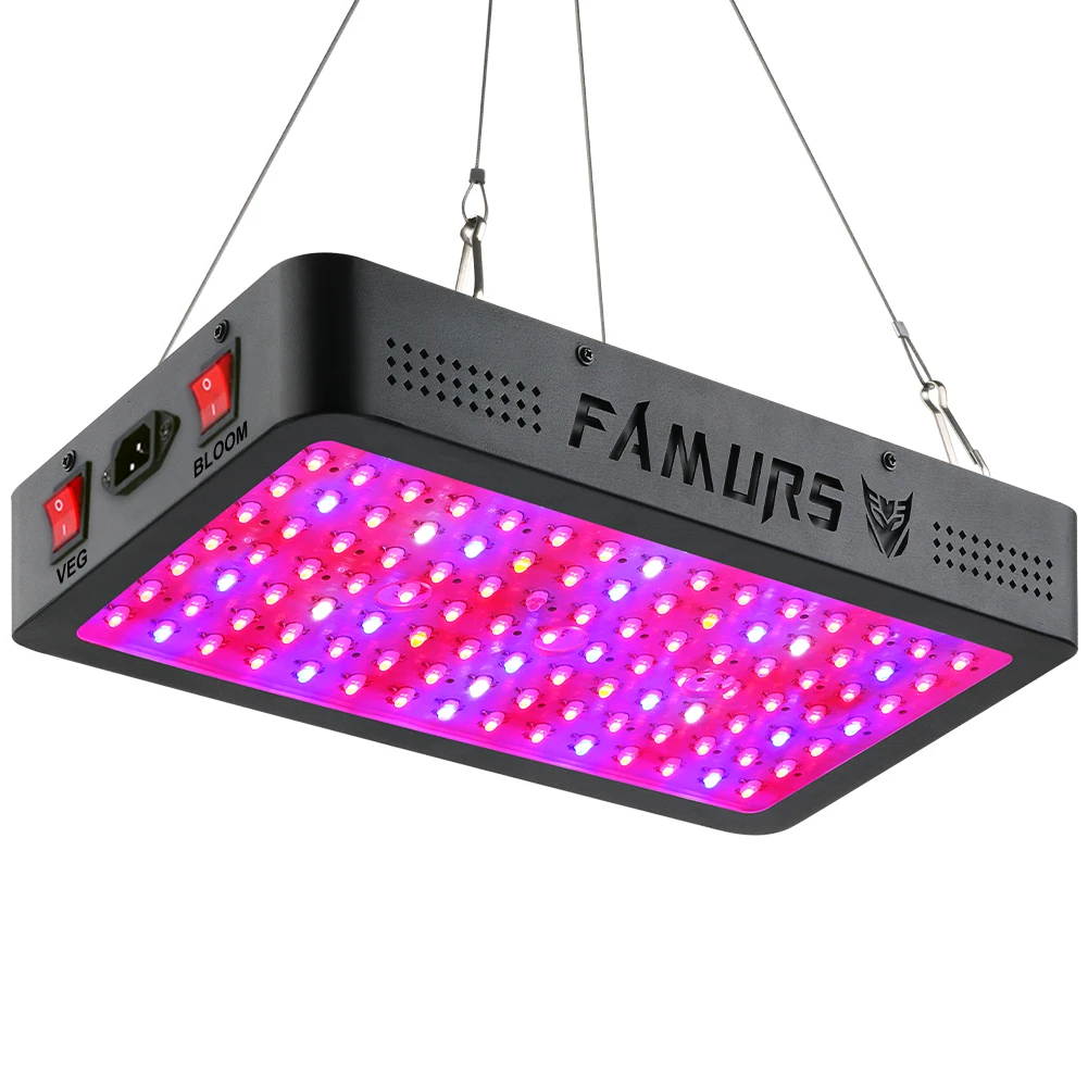 FAMURS Triple Chips 15W LEDs  1500W VEG BLOOM IR&UV LED Grow Light Full Spectrum for Greenhouse Indoor Plant