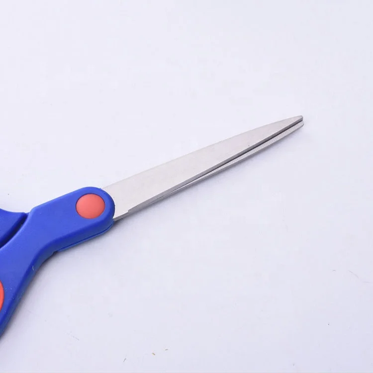 Office Home General Use Stainless Steel Sharp 8inch Craft Scissors Stainless Steel Blade Deep Blue TPR Handle Student Scissors