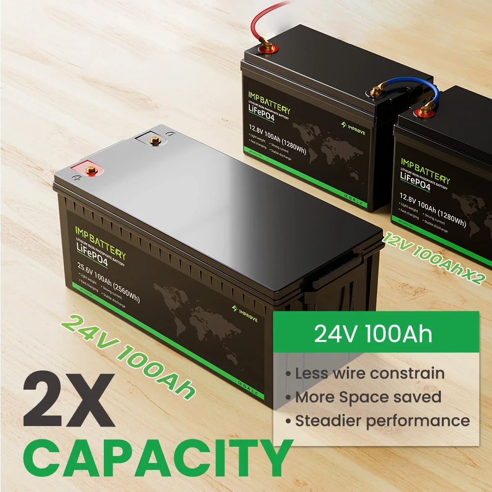 IMPROVE Manufacturer 25.6V 100Ah 300Ah 400Ah Lithium Ion Battery BMS Waterproof Electric marine 200Ah 24v LiFePo4 Battery