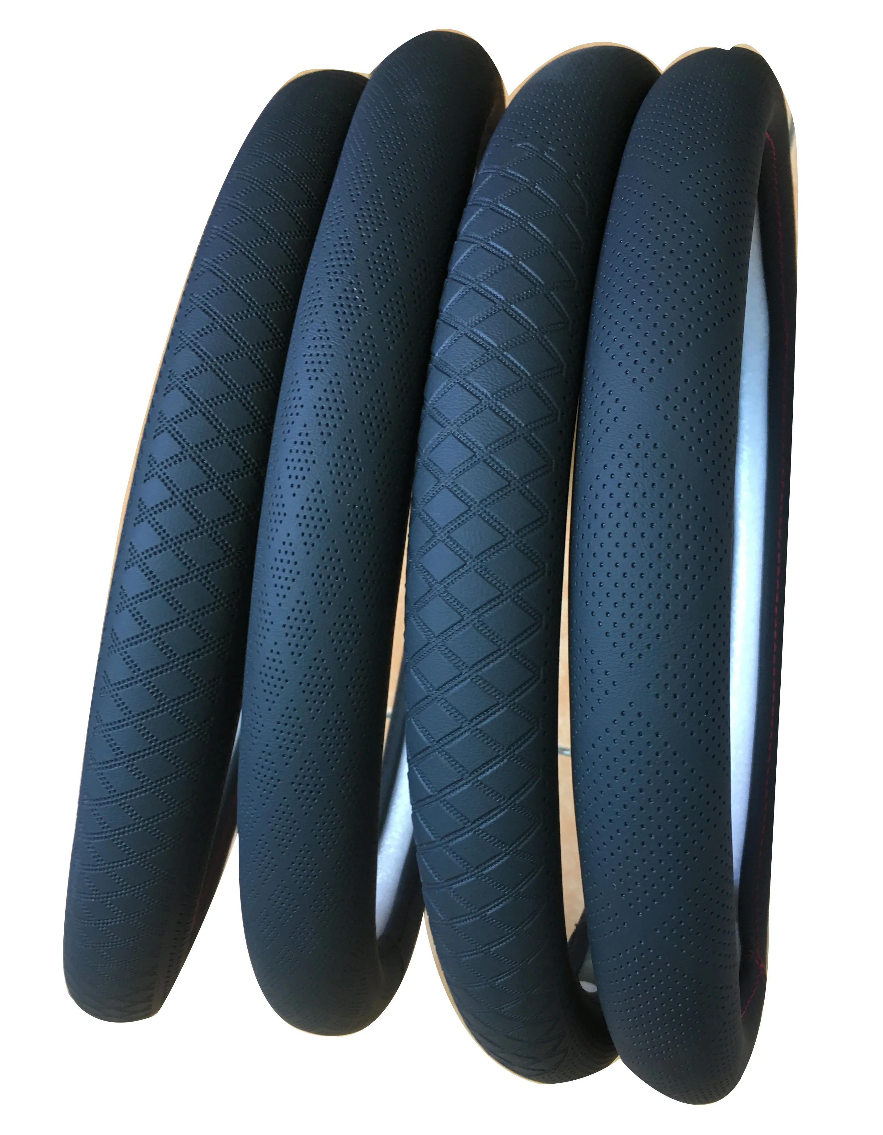 Cheap price fiber leather perforated car steering wheel covers manufacturer for toyota