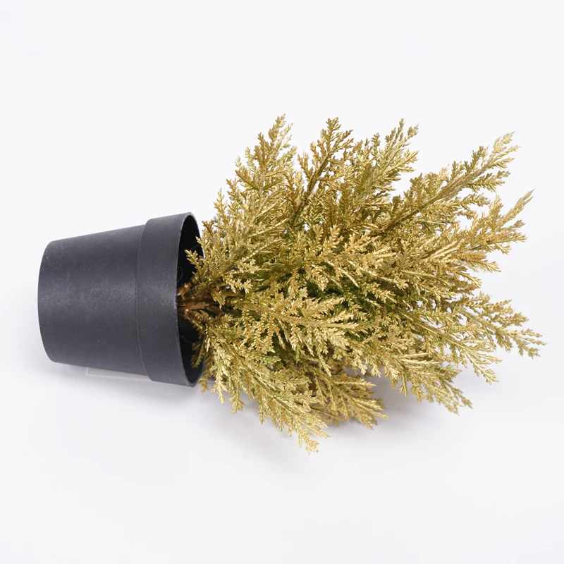 
Artificial Trees New Year GOLD xmas trees 13*24CM Faux plant in pot 