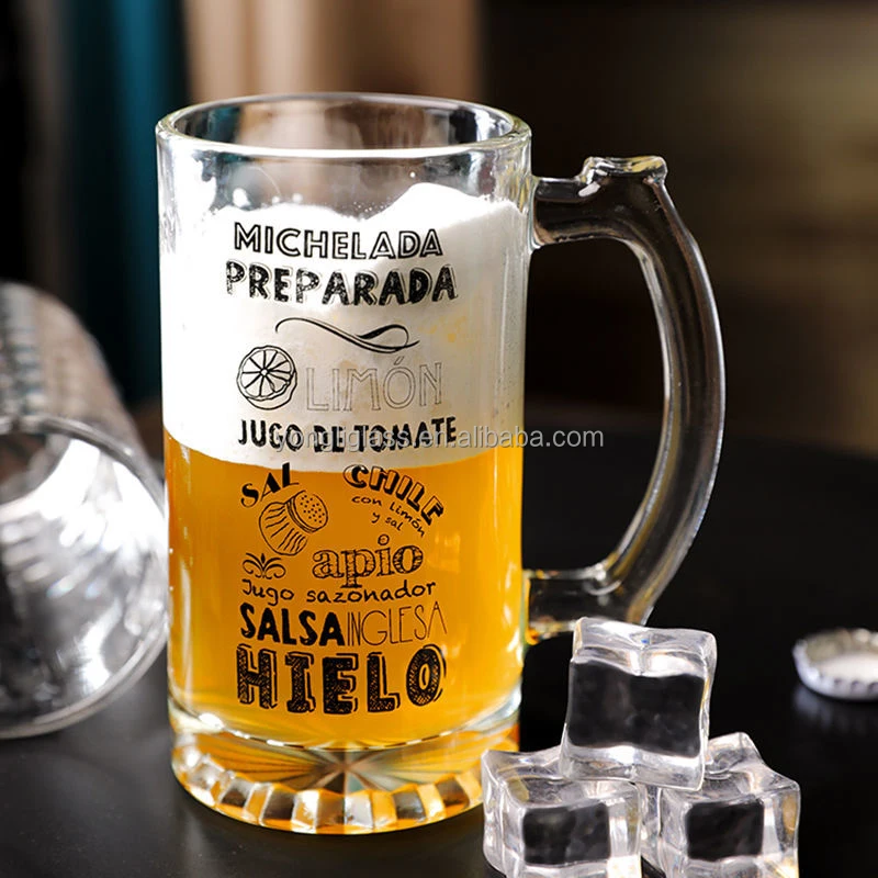 750 ml/26 oz custom decal logo Funny Glass Beer Mug,personalized glass mugs,great beer mugs for beer lovers