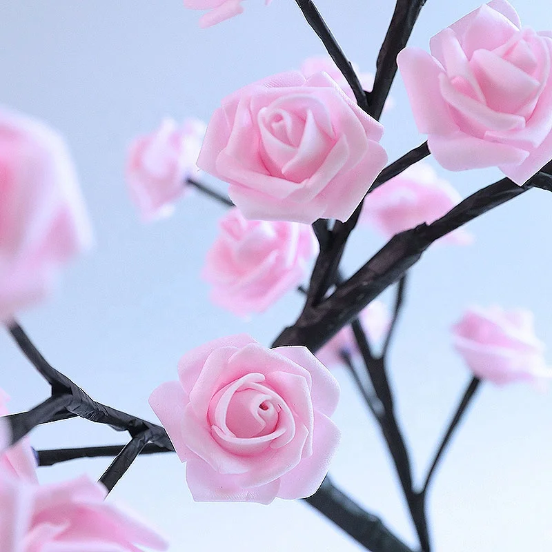 L Hot Sale 24LED Rose Tree Light Battery/USB Operated LED Flower Tree Table Lamp For Wedding Tabletop Bonsai Tree Light
