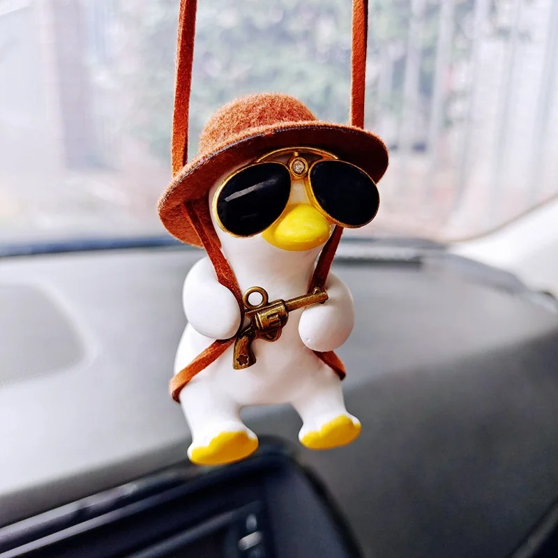 Popular Swinging Duck Car Hanging Ornament  Duck Mirror Cute Car Duck Pendant For Car Decoration Ornament