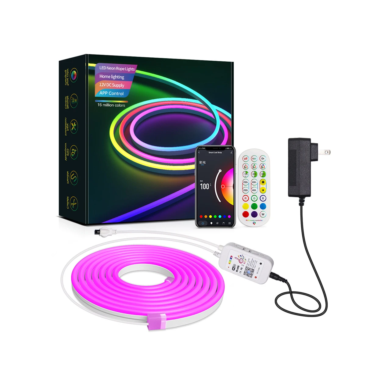 Dynamic pixel RGB 360 Degree Round LED Neon Flex 24 Volt Pixel IP68 Tube Strip light facade lighting outdoor neon flex