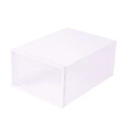 Foldable transparent shoe box plastic storage drop front sneakers clear stackable organizer