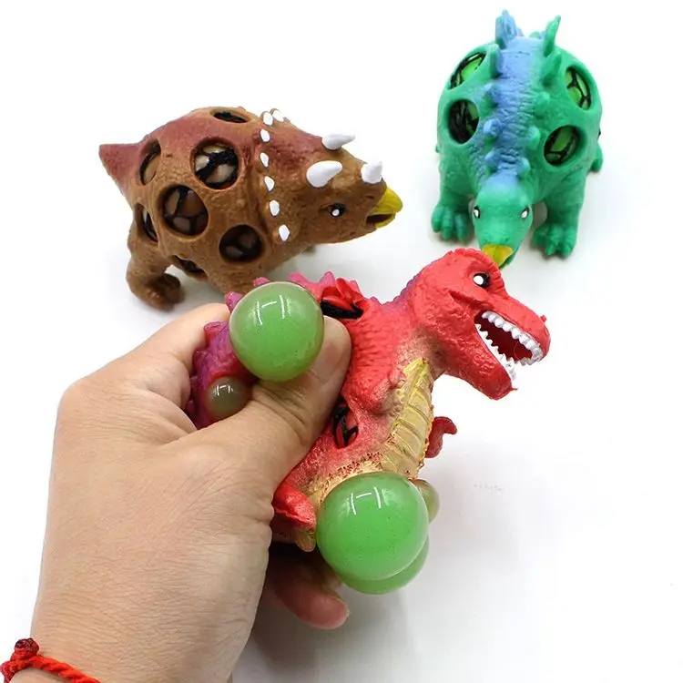 OEM dinosaur Grape Beads Splat Hand Squeeze Bead Ball Soft TPR Toy