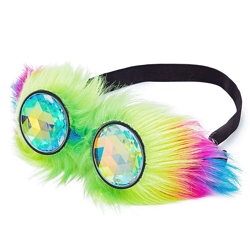 Cheap Kaleidoscope Rave Goggles Steampunk Glasses with Rainbow Crystal Glass Lens Halloween Cosplay Party Steampunk Goggles