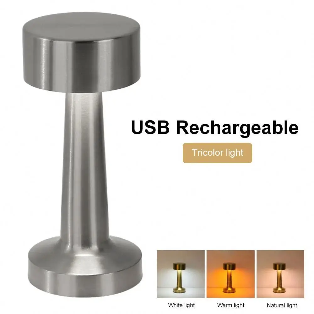 Трехцветная Настольная лампа с серебристым USB-зарядкой и регулировкой яркости