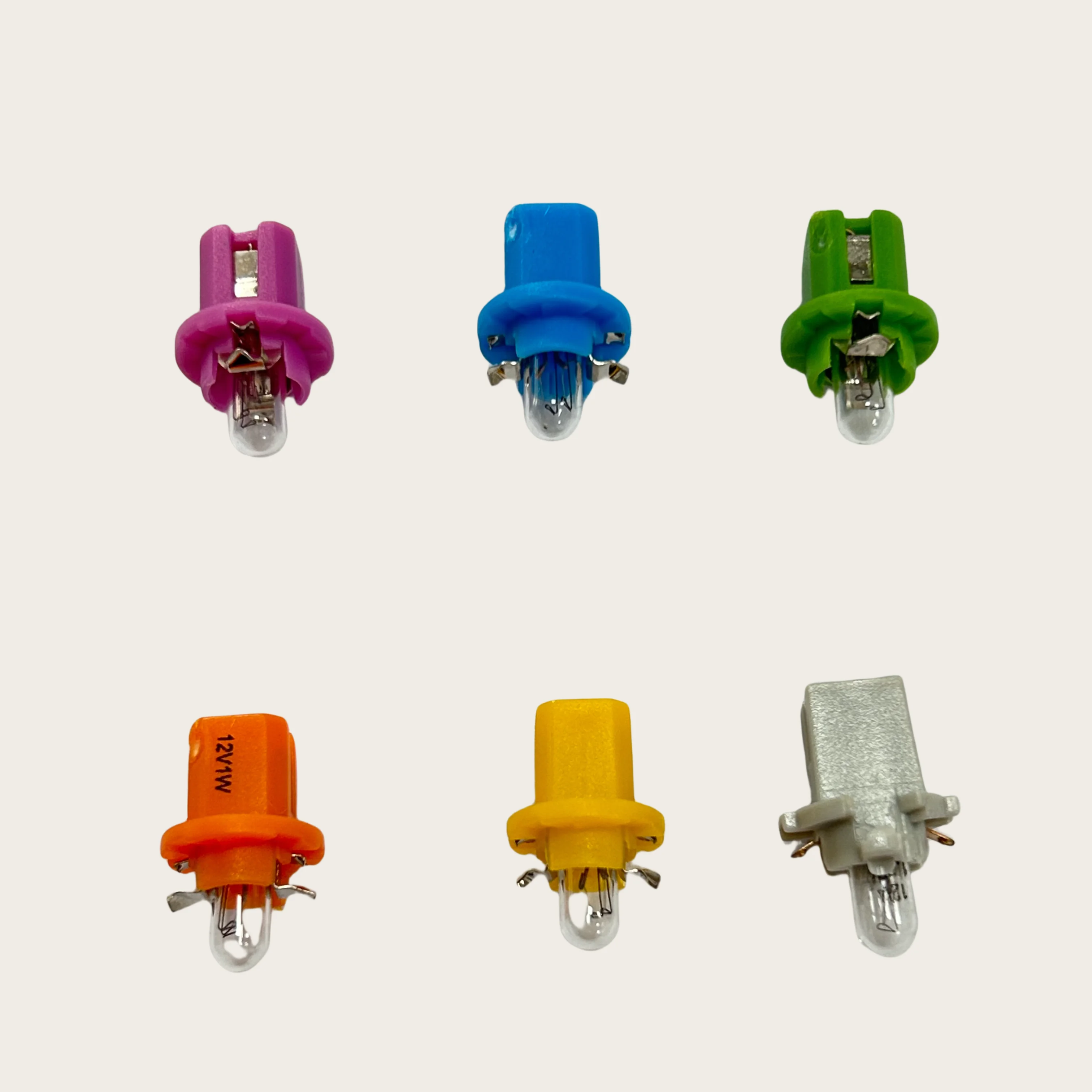 BX8.5D BAX Color Plastic Base Mini Signal Bulb 12V1.2W Car Instrument Bulb