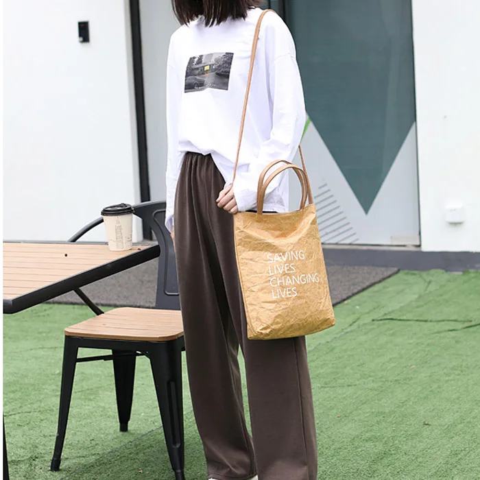 Waterproof paper women handbag women Paper shopping bag recycled tyvek paper handbag