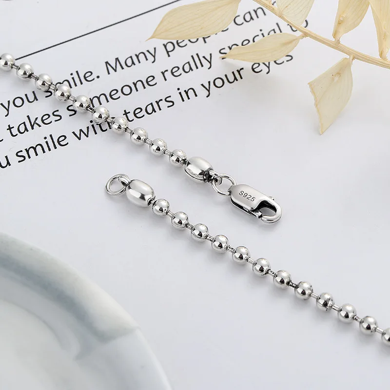 Fashion Jewelry Light luxury S925 sterling silver jewelry vintage beads chain ball chain DIY free to match single necklace
