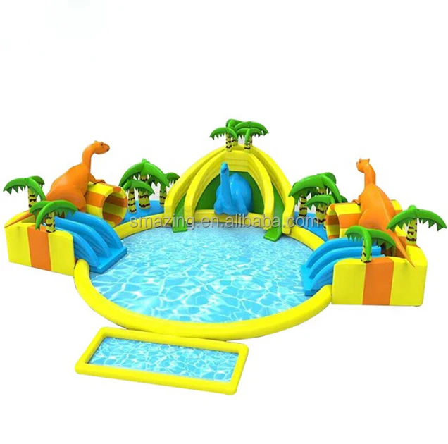 inflatable water theme park commercial large shark water slide pool inflatable water park kids with slide and large pool