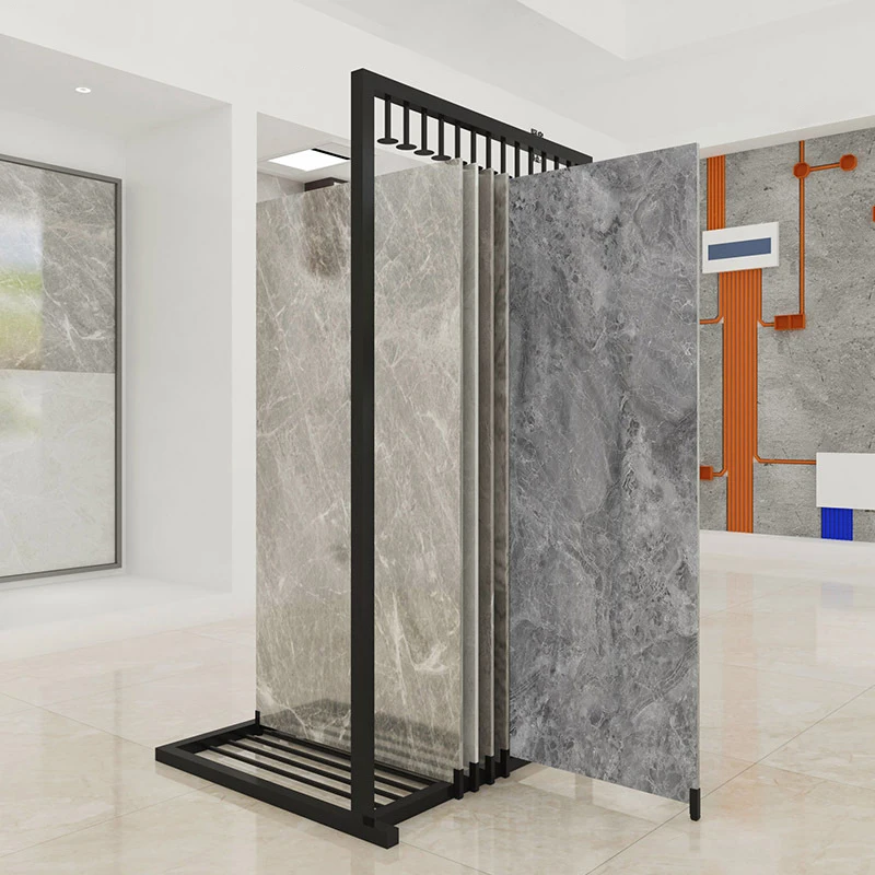 Kainice Customized Marble Slab Rock Plate Granite Stand Push Pull Out Stone Sample Showroom Sliding Tile Display Rack