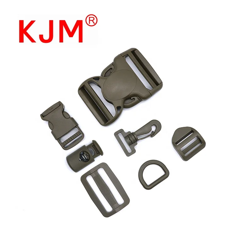
KJM Factory Price Plastic Side Release Utility Buckle Clasp Ladder Lock Adjuster for Military Tactical Vest  (1600113393570)