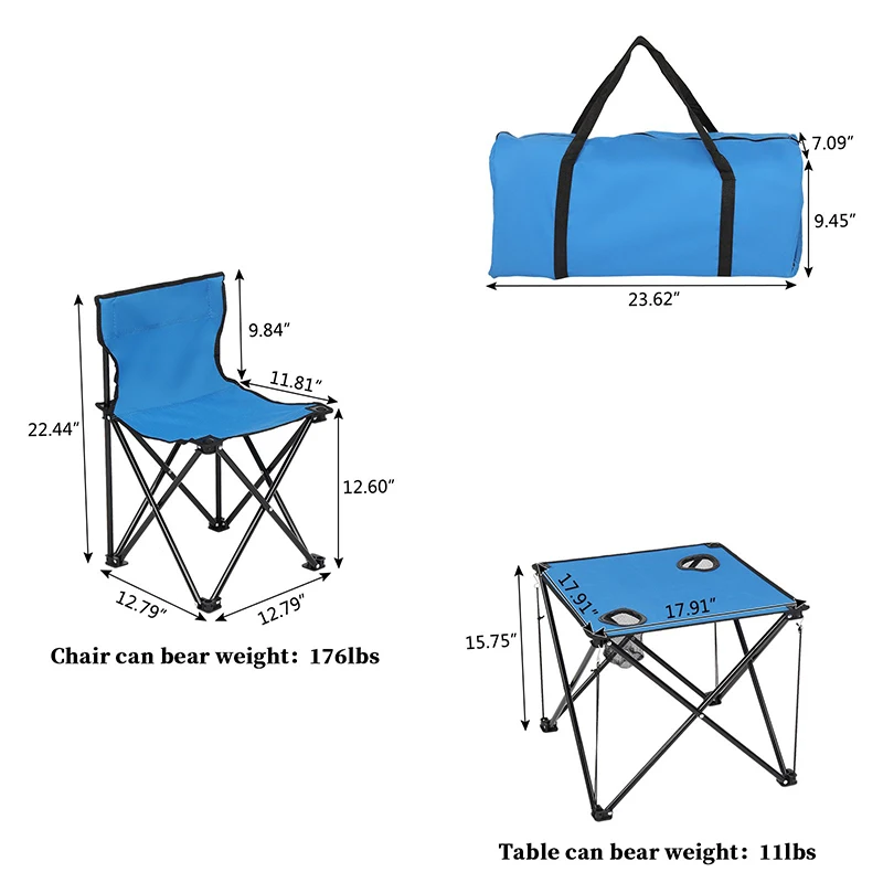 Best Camping Chair 2023 with Folding Table with 4 Chairs Portable Lightweight Oxford Cloth Steel Camping Easy Portable Table Set