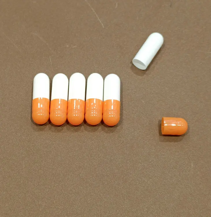 
Bulk Sale Orange White Color Size 0 Medicne Empty Gelatin Capsule Shell 