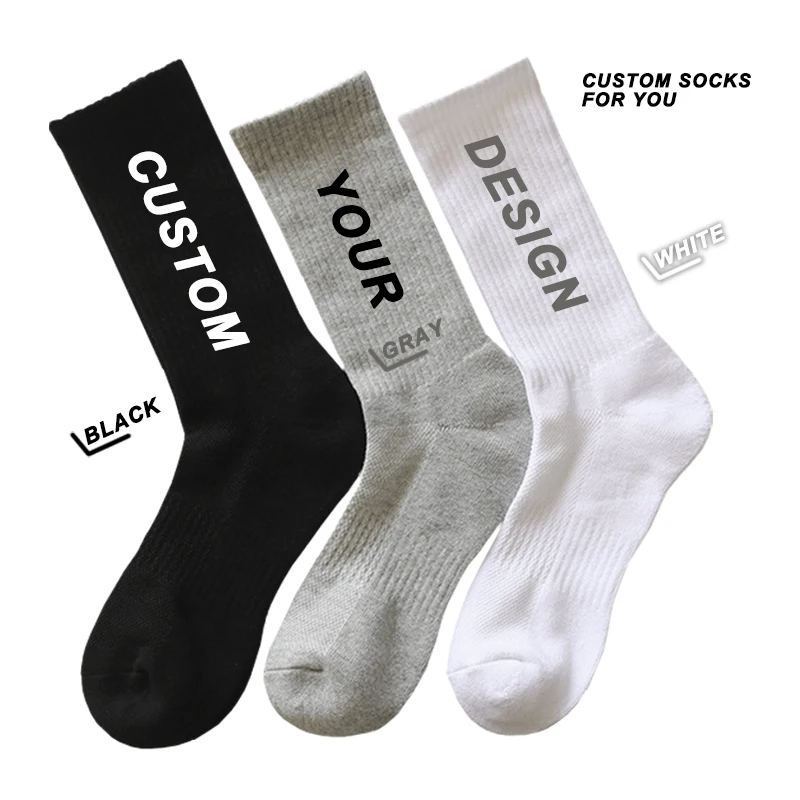 Wholesale New Design Men Women Crew Socks Embroidery Jacquard Custom Logo Socks Cotton Crew Socks