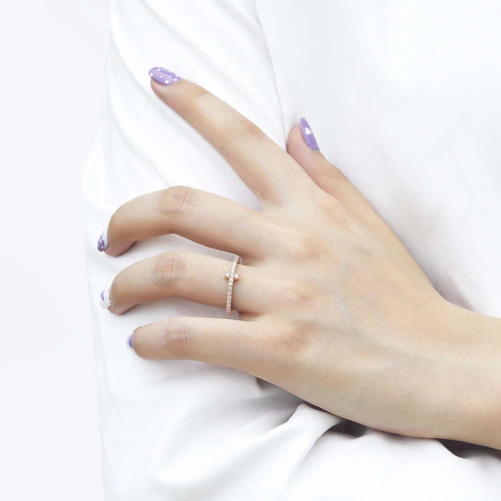 Simple S925 Sterling Silver Wholesale Fine Jewelry Rings Rose Gold Engagement & Wedding Rings For Women gold plated ring